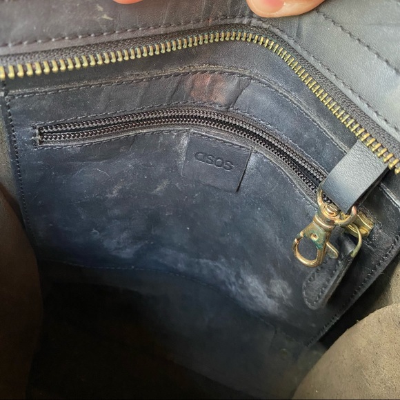 Asos black square leather backpack purse medium - Picture 3 of 10